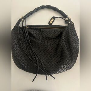 Zina Eva Black Woven Leather Bag